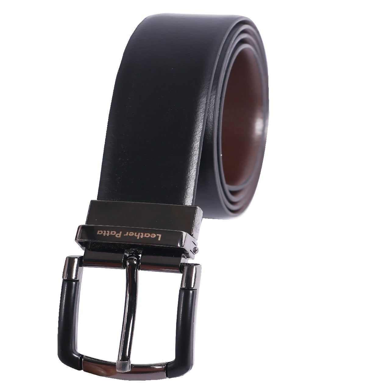 The Urban Gent – Formal Reversible Textured Leather Belt | Black & Brown | Chrome Buckle | Leather Patta