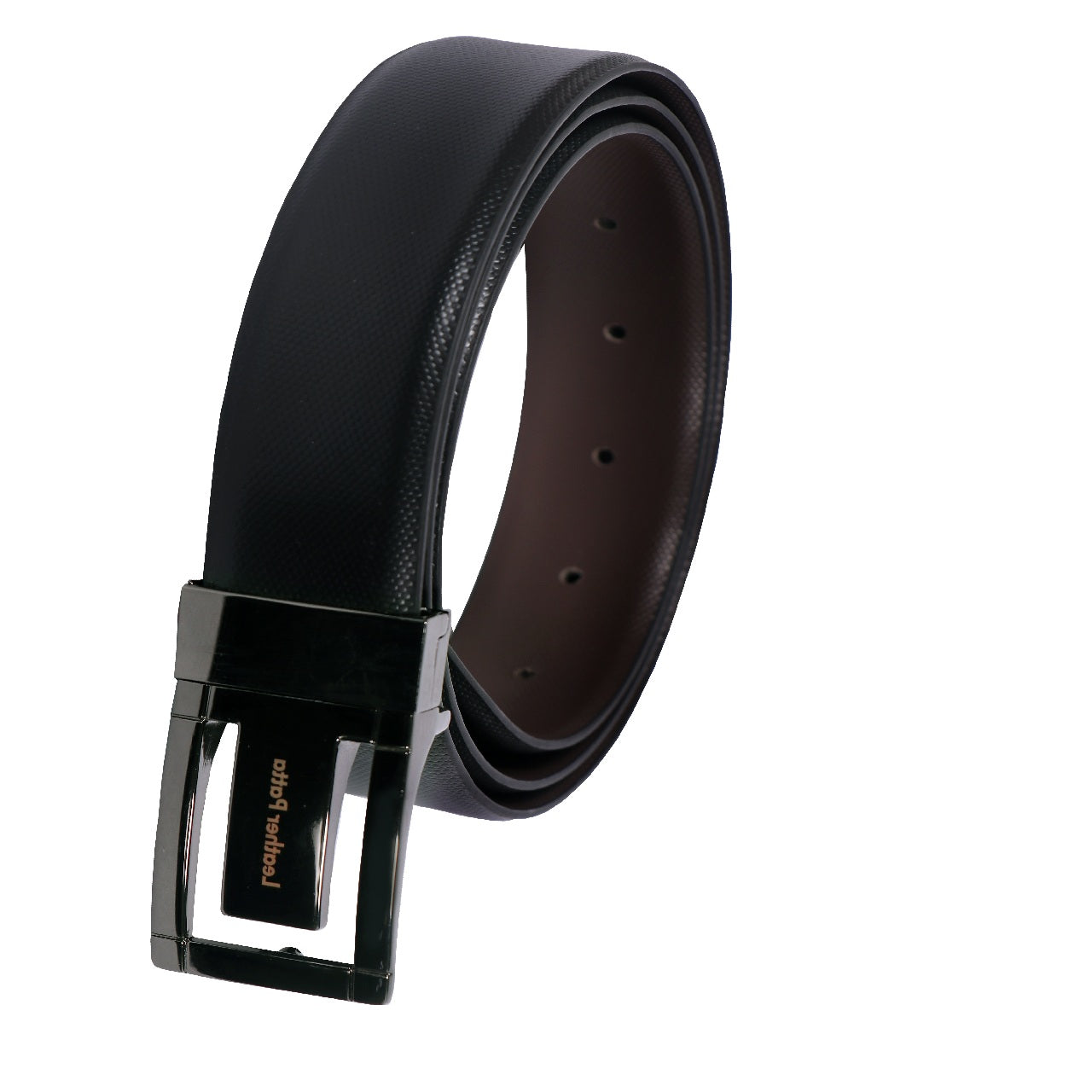 The Signature Duo – Textured Genuine Leather Reversible Belt | Black & Brown | Chrome Buckle | Leather Patta