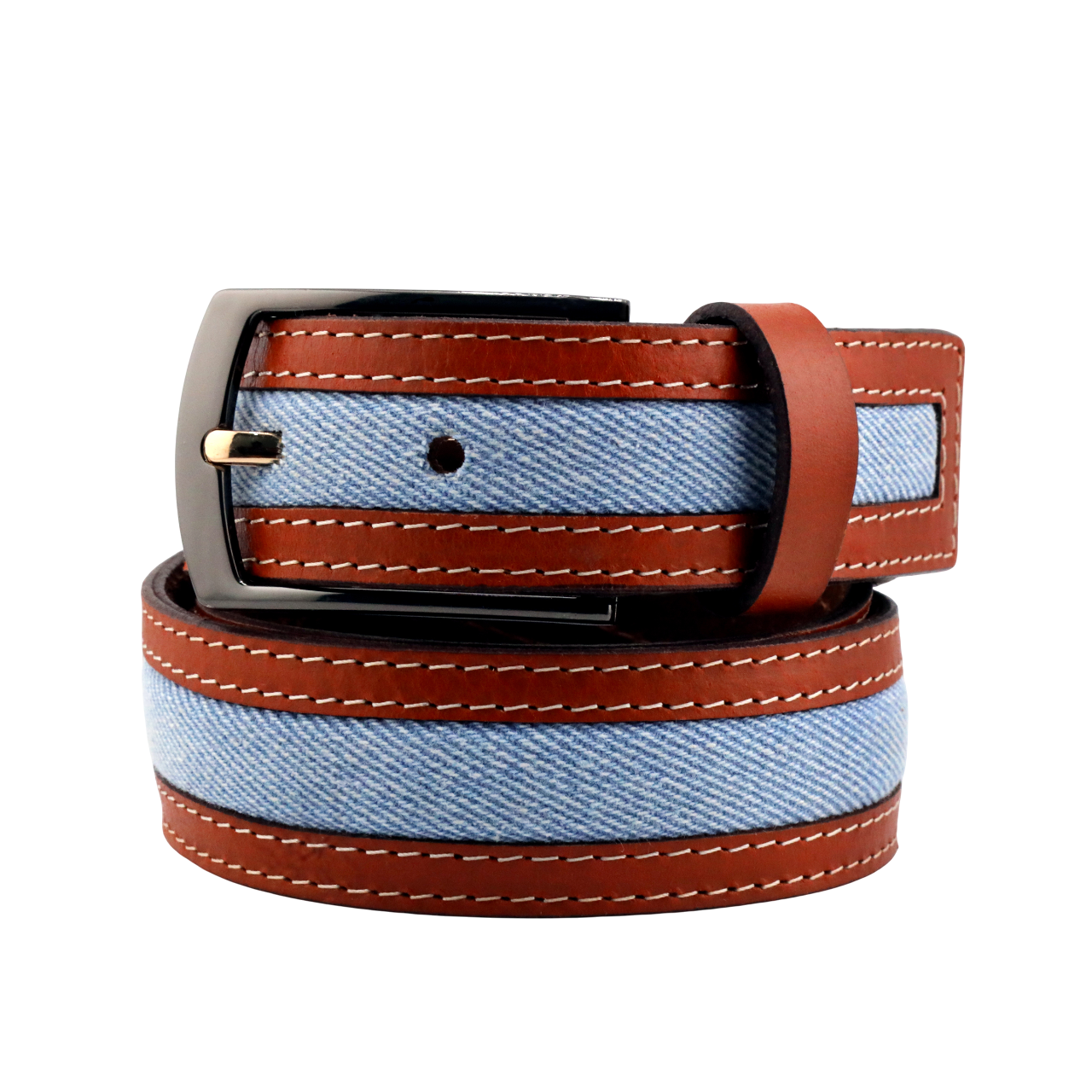 Leather Patta Full Grain Leather -Blue Denim Men's Casual Belt