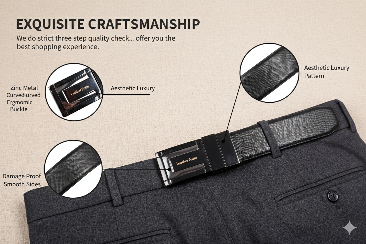 The Signature Duo – Textured Genuine Leather Reversible Belt | Black & Brown | Chrome Buckle | Leather Patta