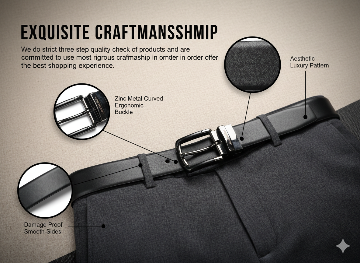 The Urban Gent – Formal Reversible Textured Leather Belt | Black & Brown | Chrome Buckle | Leather Patta