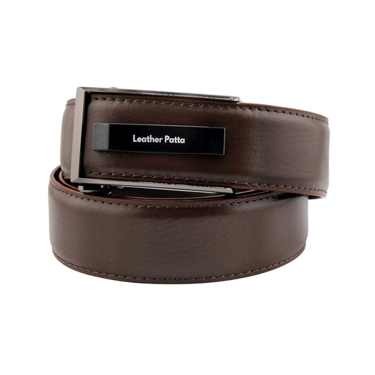 Leather Patta Men's Brown Genuine Leather Auto-Lock Belt – Classic Finish