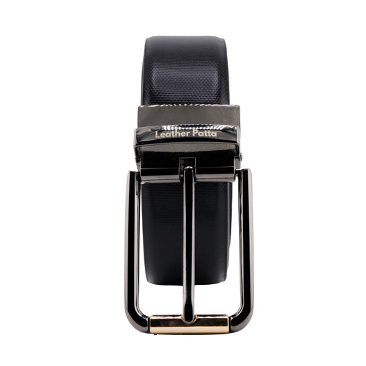 The Alpha Duo – Leather Patta Men’s Reversible Genuine Leather Belt | Textured | Black & Brown | Chrome Buckle