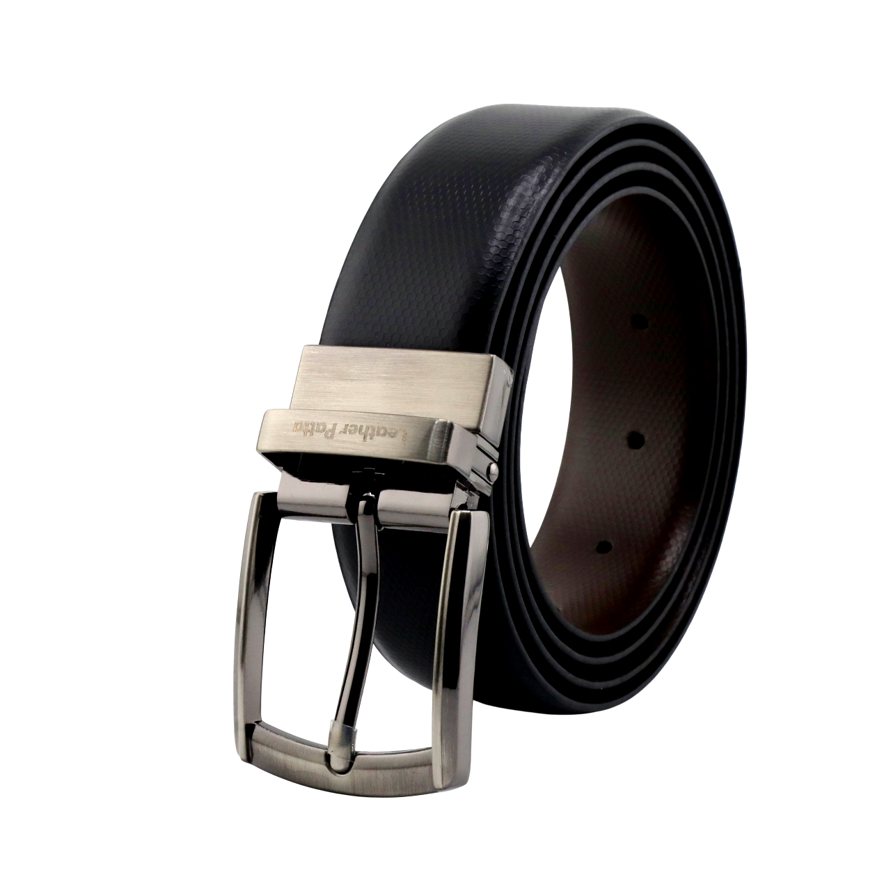 The Corporate Essential – Formal Men’s Reversible Textured Leather Belt | Black & Brown | Lightweight Chrome Buckle | Leather Patta