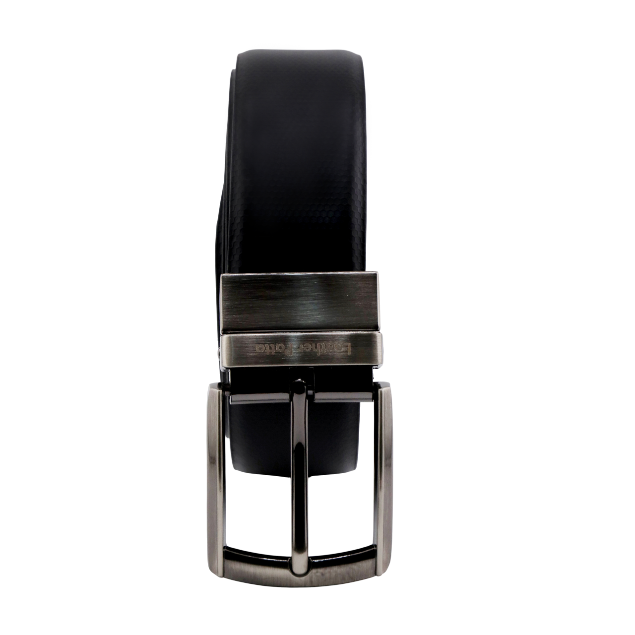The Corporate Essential – Formal Men’s Reversible Textured Leather Belt | Black & Brown | Lightweight Chrome Buckle | Leather Patta