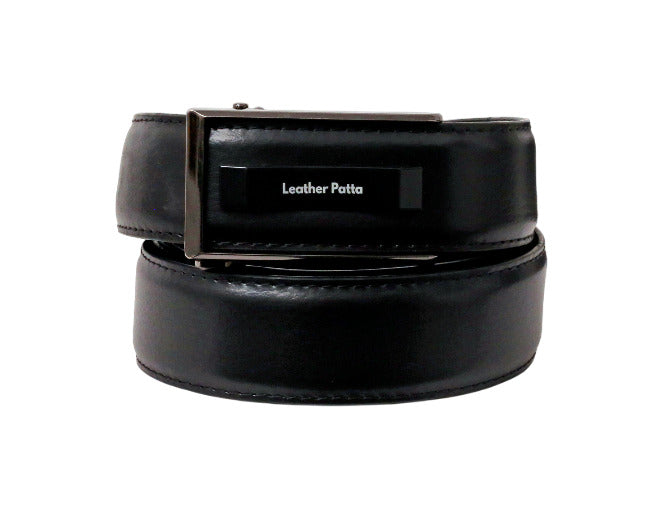 Leather Patta Men's Black Genuine Leather Auto-Lock Belt – Classic Finish