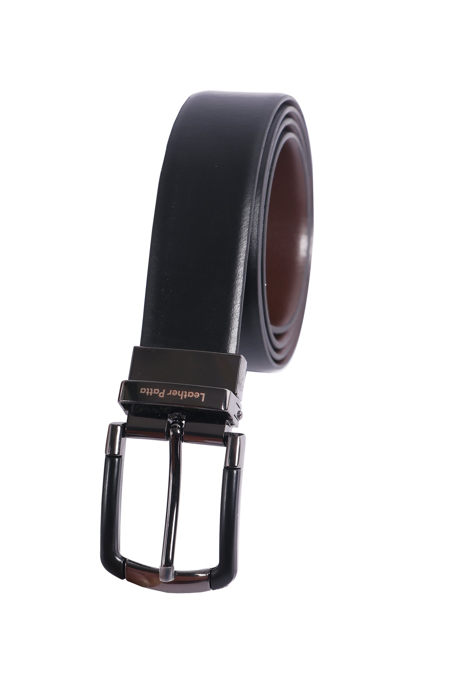 The Urban Gent – Formal Reversible Textured Leather Belt | Black & Brown | Chrome Buckle | Leather Patta