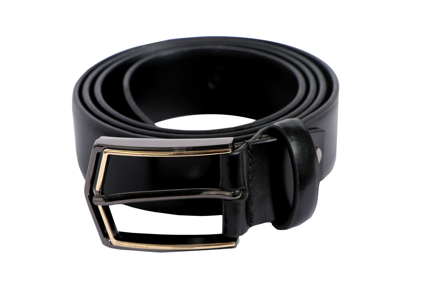 Leather Patta Men’s Genuine Leather Black Semi-Formal Belt with Premium Alloy Pin Buckle