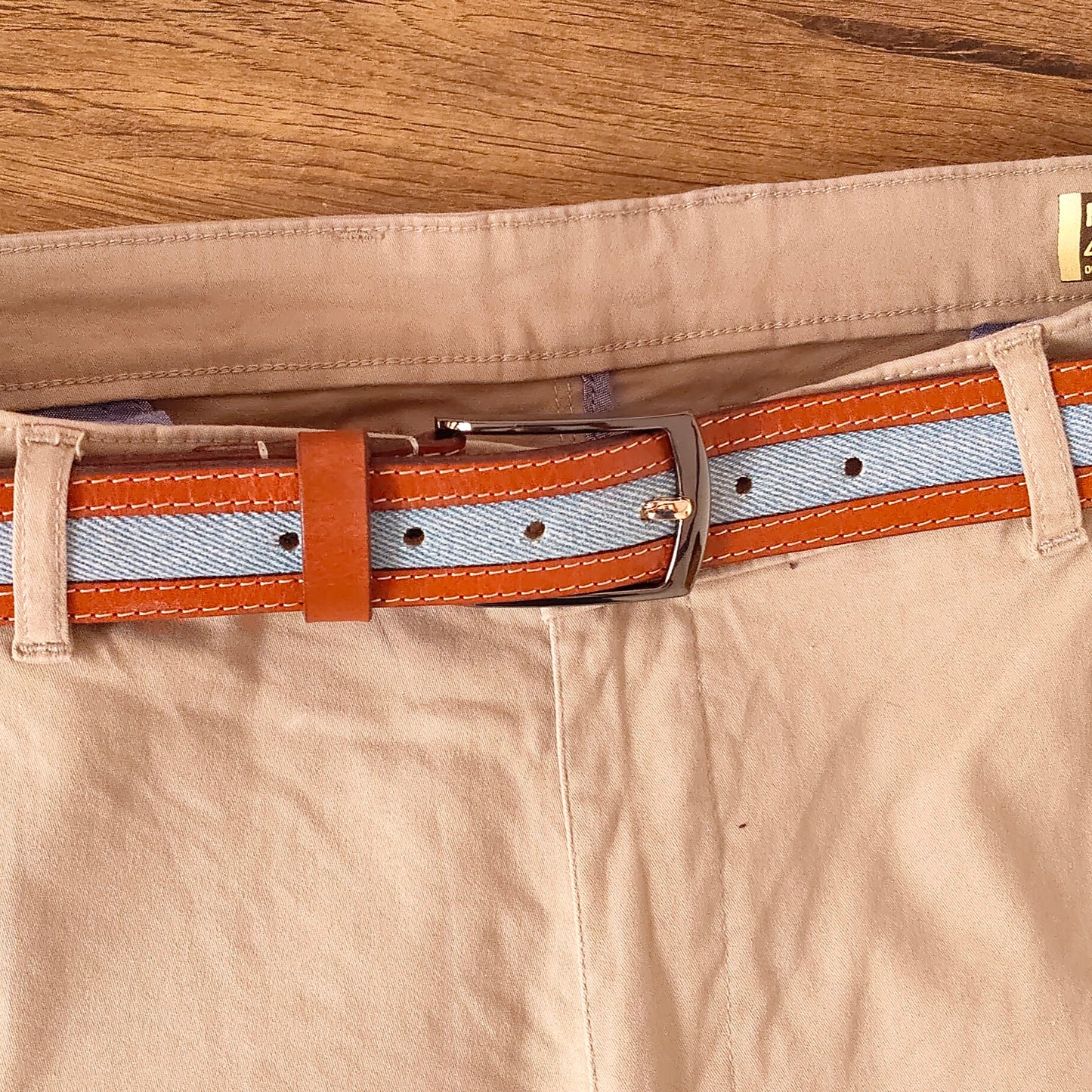 Leather Patta Full Grain Leather -Blue Denim Men's Casual Belt