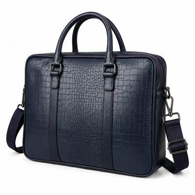 Crocodile Textured Laptop Bag for Men & Women | Professional Office & Business Briefcase with Detachable Shoulder Strap