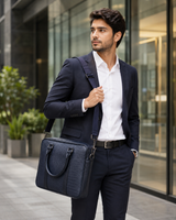 Crocodile Textured Laptop Bag for Men & Women | Professional Office & Business Briefcase with Detachable Shoulder Strap