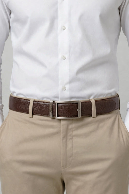 Leather Patta Men’s Premium Genuine Leather Auto-Lock Belt – Brown | Modern Elegance