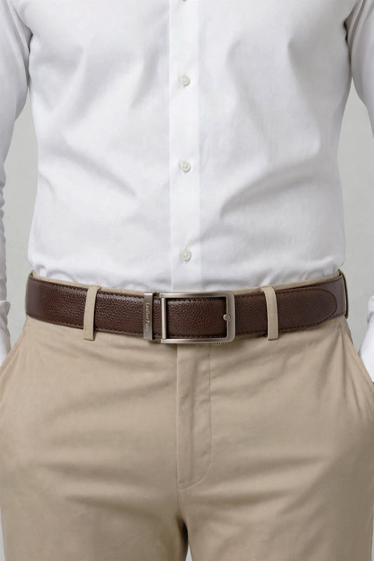 Leather Patta Men’s Premium Genuine Leather Auto-Lock Belt – Brown | Modern Elegance