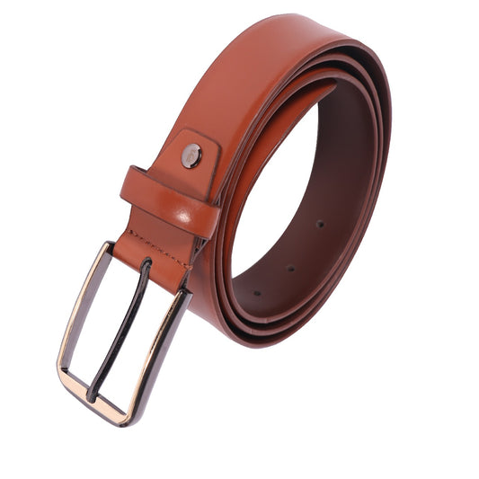 Leather Patta Men’s Genuine Leather Brown Semi-Formal Belt with Premium Alloy Pin Buckle