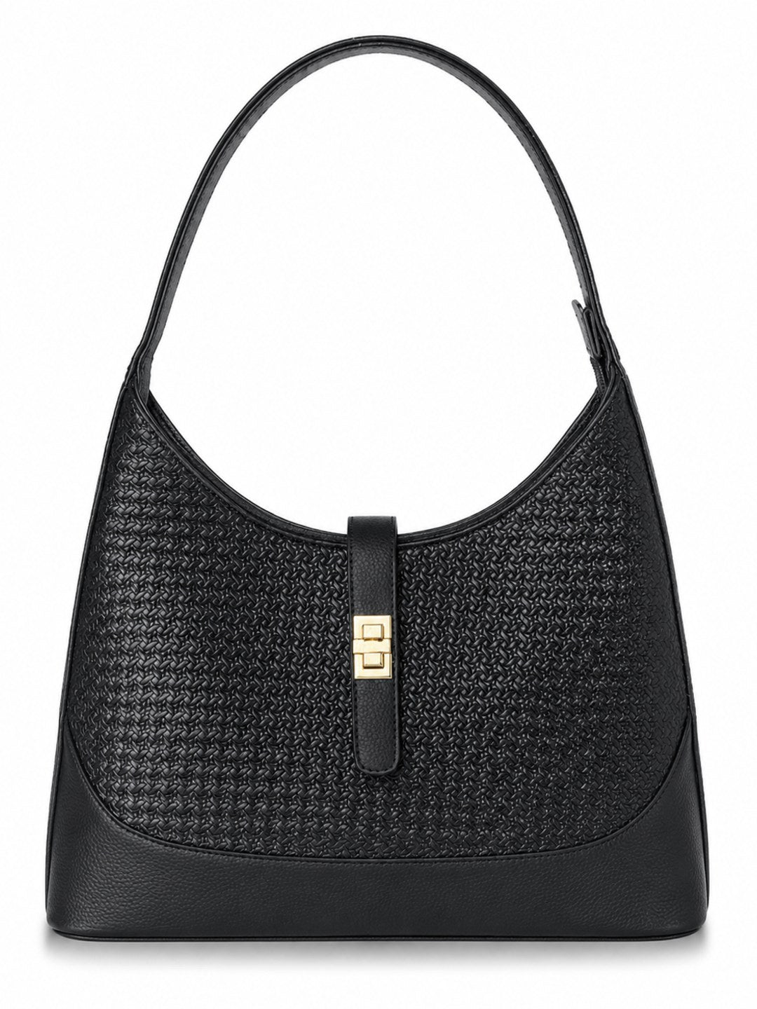 Textured PU Half Moon Shoulder Bag
