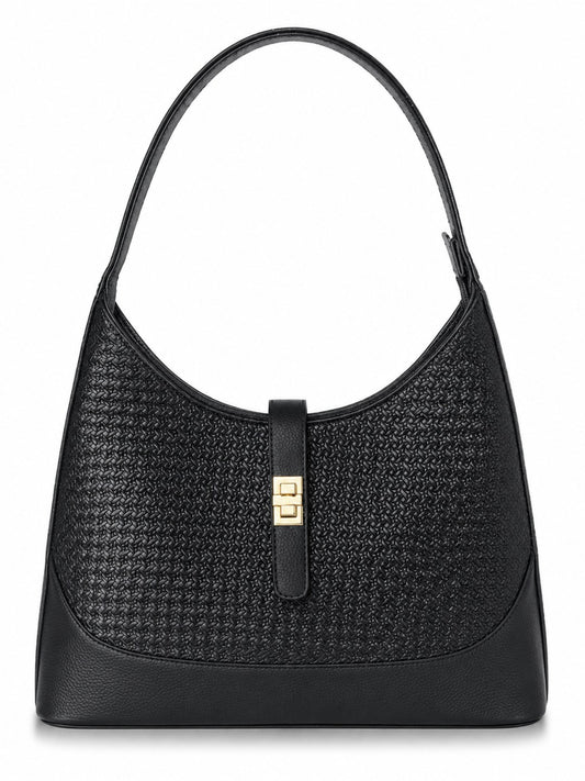 Textured PU Half Moon Shoulder Bag