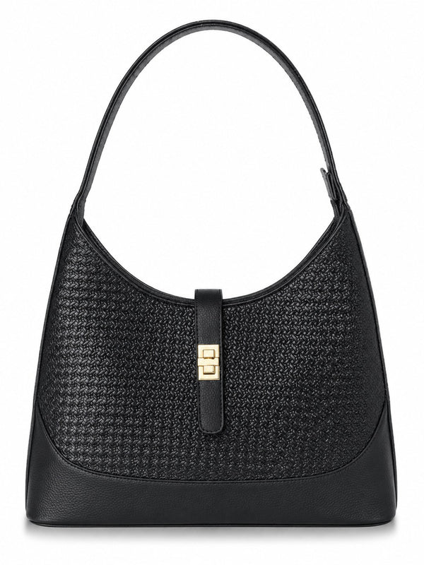 Textured PU Half Moon Shoulder Bag