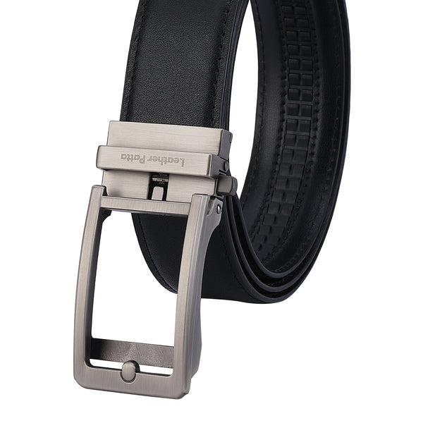 Premium Genuine Leather Formal Auto-Lock Belt – Black | Modern Elegance