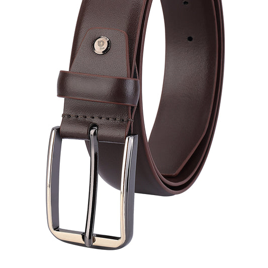 Leather Patta Men’s Genuine Leather Cocoa Formal Belt with Premium Alloy Pin Buckle