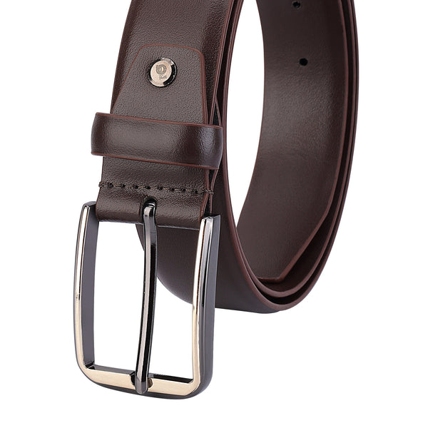 Leather Cocoa Profile Belt with Premium Alloy Pin Buckle