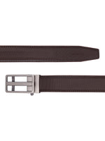 Premium Brown Genuine Leather Formal Auto-Lock Belt | Textured | Brushed Chrome Buckle