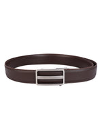 Premium Brown Genuine Leather Formal Auto-Lock Belt | Textured | Brushed Chrome Buckle