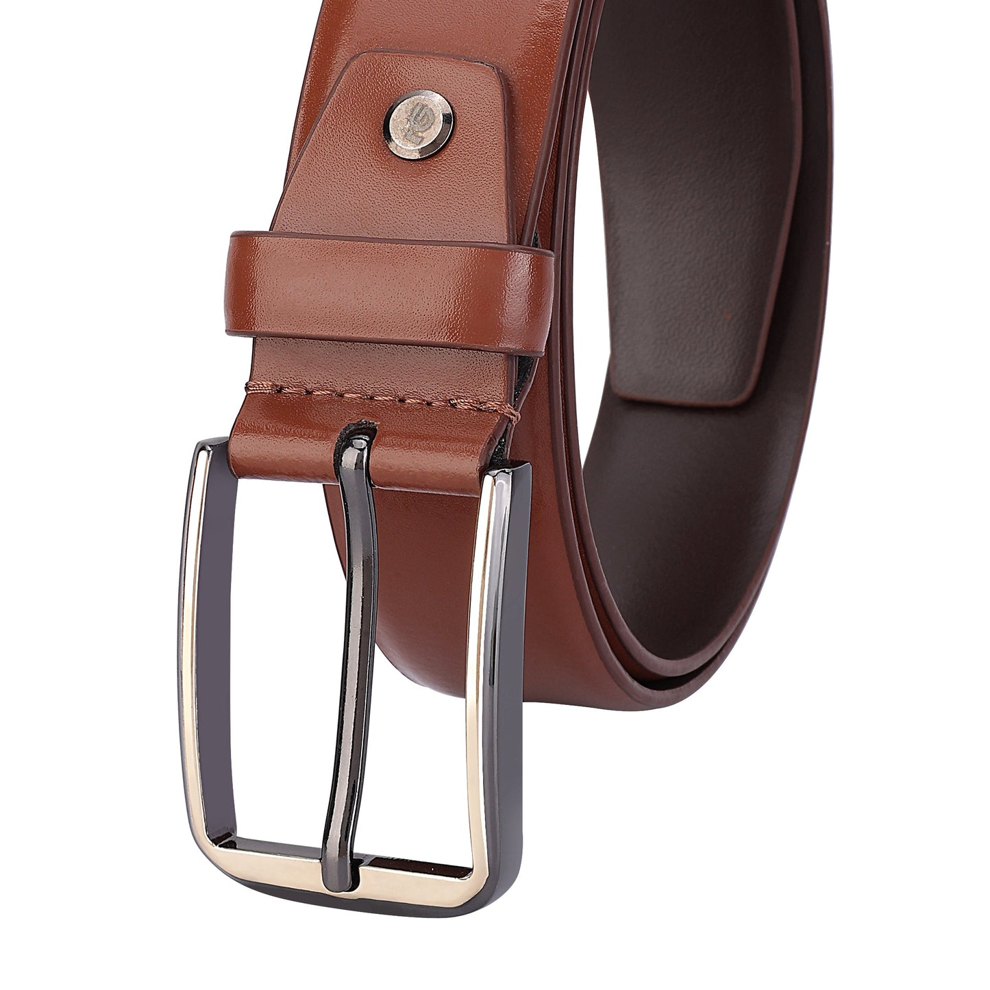 Leather Patta Men’s Genuine Leather Brown Formal Belt with Premium Alloy Pin Buckle