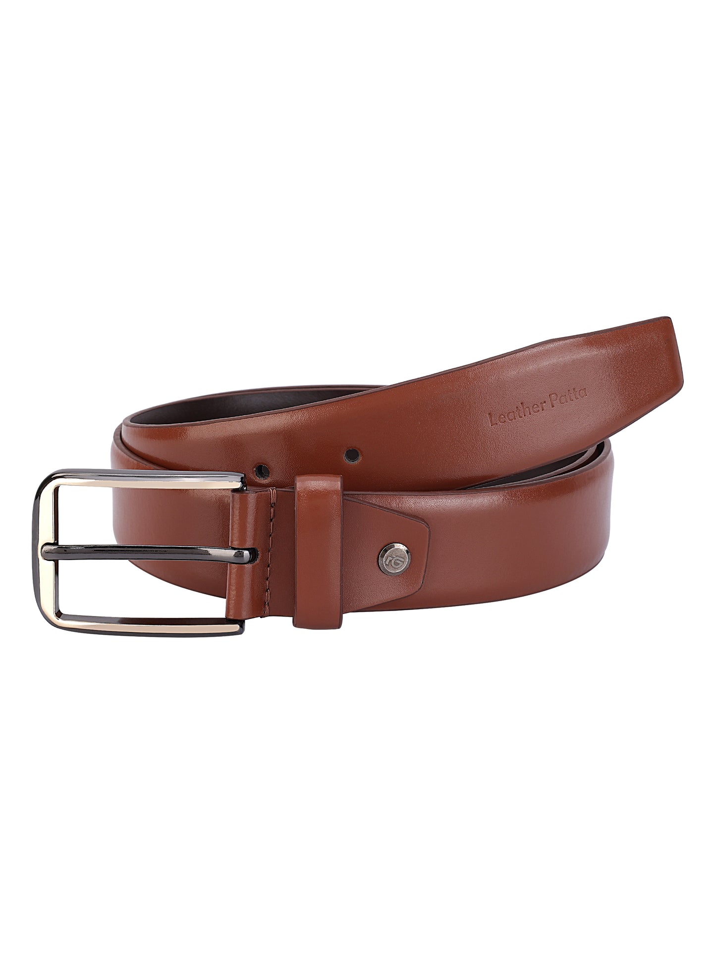 Leather Patta Men’s Genuine Leather Brown Formal Belt with Premium Alloy Pin Buckle