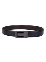 The Signature Duo – Textured Genuine Leather Reversible Belt | Black & Brown | Chrome Buckle | Leather Patta