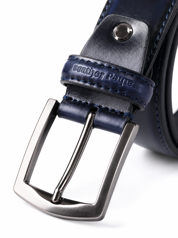 Leather Patta Premium Genuine Leather Formal Belt – Navy Blue