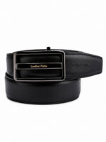 Black Textured Genuine Leather Formal Auto-Lock Belt – Premium Gloss Buckle
