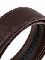Leather Patta Men's Brown Textured Genuine Leather Auto-Lock Belt – Premium Gloss Buckle