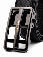 Black Textured Genuine Leather Formal Auto-Lock Belt – Premium Gloss Buckle