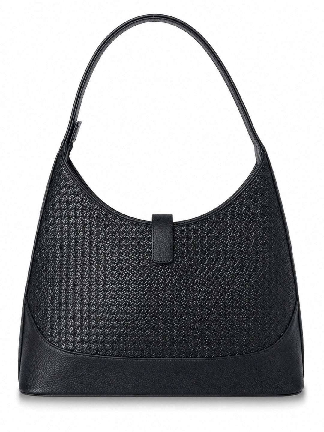 Textured PU Half Moon Shoulder Bag