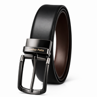 The Urban Gent – Formal Reversible Textured Leather Belt | Black & Brown | Chrome Buckle | Leather Patta
