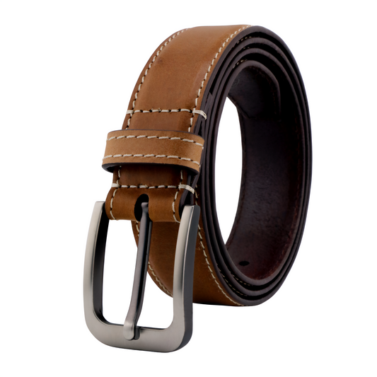 Leather Patta Full-Grain Leather Premium Brown Dress Belt for Men – Stylish & Durable