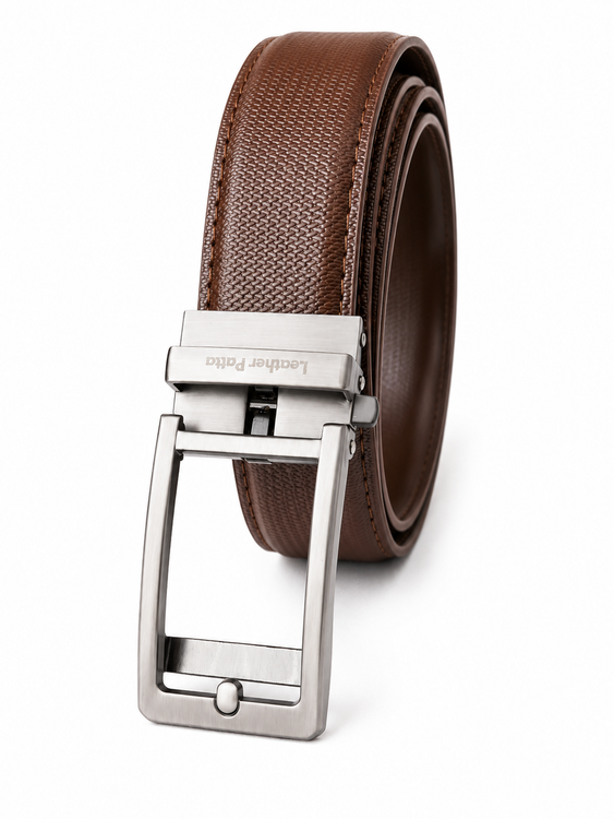 Leather Patta Men’s Premium Genuine Leather Auto-Lock Belt – Brown | Modern Elegance alternate view