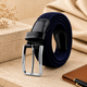 Leather Patta Men's Navy Blue Braided Elastic Stretch Belt with Chrome Buckle
