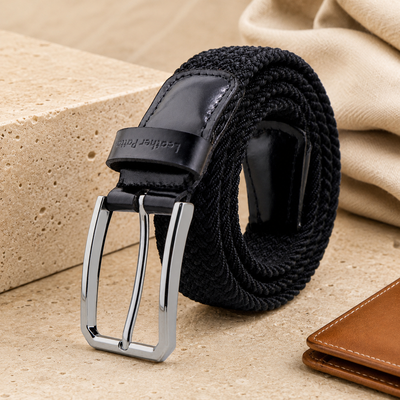 Leather Patta™ Premium Stretch Canvas Belt – Black