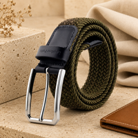 Leather Patta™ Premium Stretch Canvas Belt – Olive Green