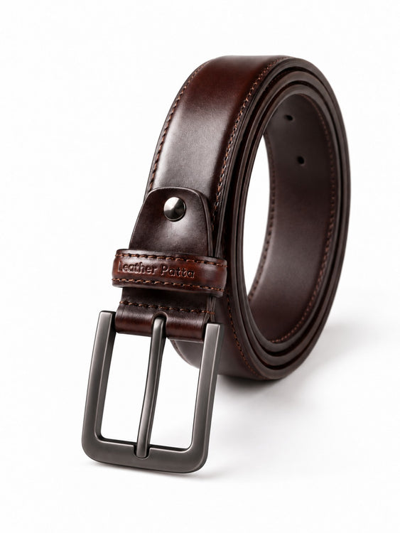 Leather Patta Premium Genuine Leather Formal Belt for Men – Dark Brown alternate view