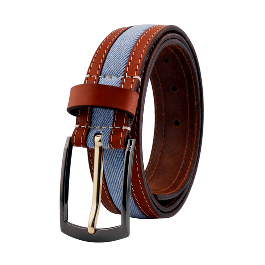 Leather Patta Full Grain Leather -Blue Denim Men's Casual Belt