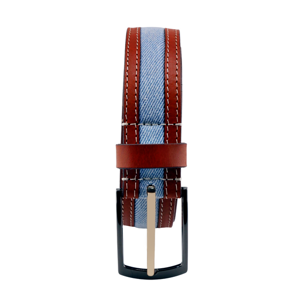 Leather Patta Full Grain Leather -Blue Denim Men's Casual Belt alternate view