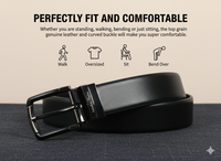 The Urban Gent – Formal Reversible Textured Leather Belt | Black & Brown | Chrome Buckle | Leather Patta