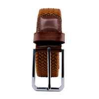 Leather Patta Men's Tan Braided Canvas Stretch Belt with Chrome Buckle