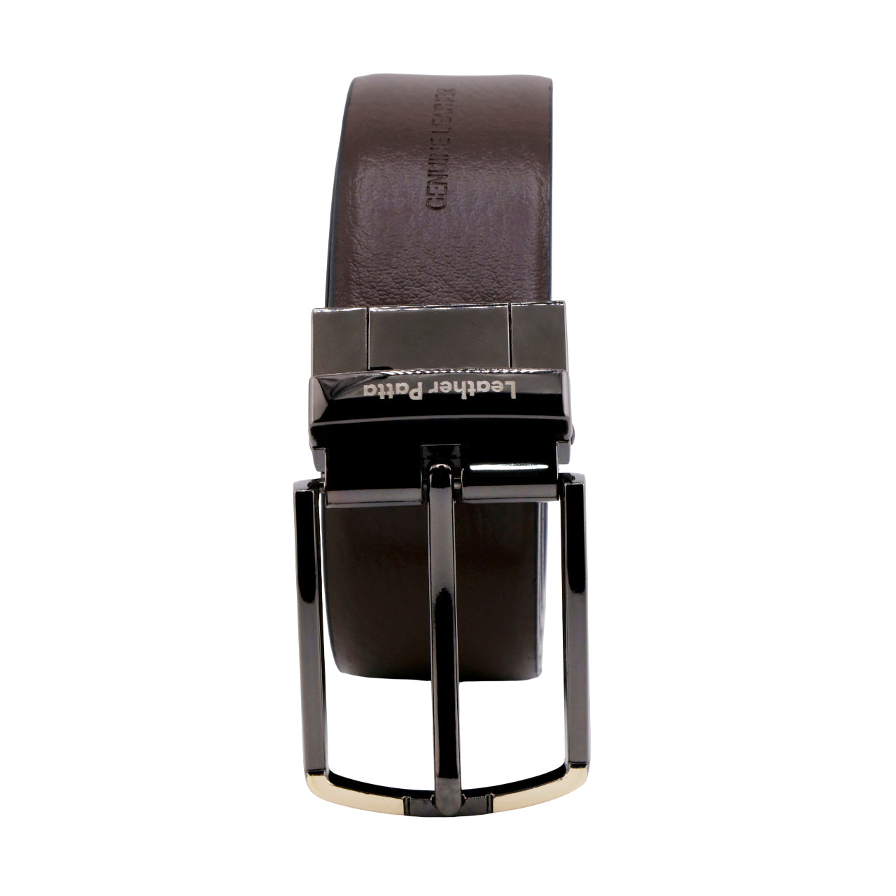 The Metro Edge – Reversible Textured Leather Belt | Black & Brown | Chrome Buckle | Leather Patta