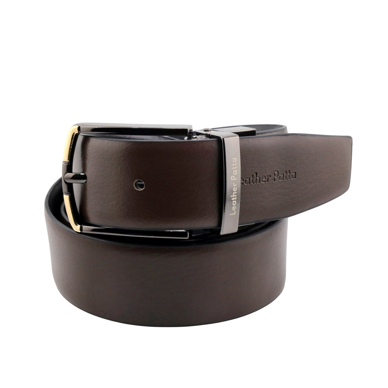 The Metro Edge – Reversible Textured Leather Belt | Black & Brown | Chrome Buckle | Leather Patta