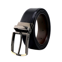 The Metro Edge – Reversible Textured Leather Belt | Black & Brown | Chrome Buckle | Leather Patta