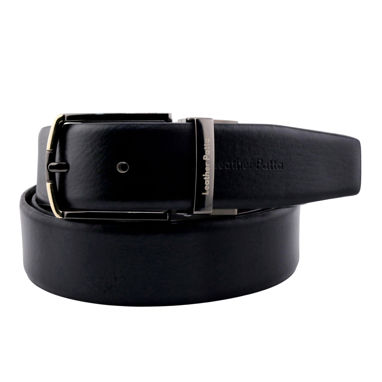 The Metro Edge – Reversible Textured Leather Belt | Black & Brown | Chrome Buckle | Leather Patta