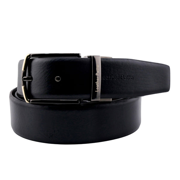 The Metro Edge – Reversible Textured Leather Belt | Black & Brown | Chrome Buckle | Leather Patta alternate view
